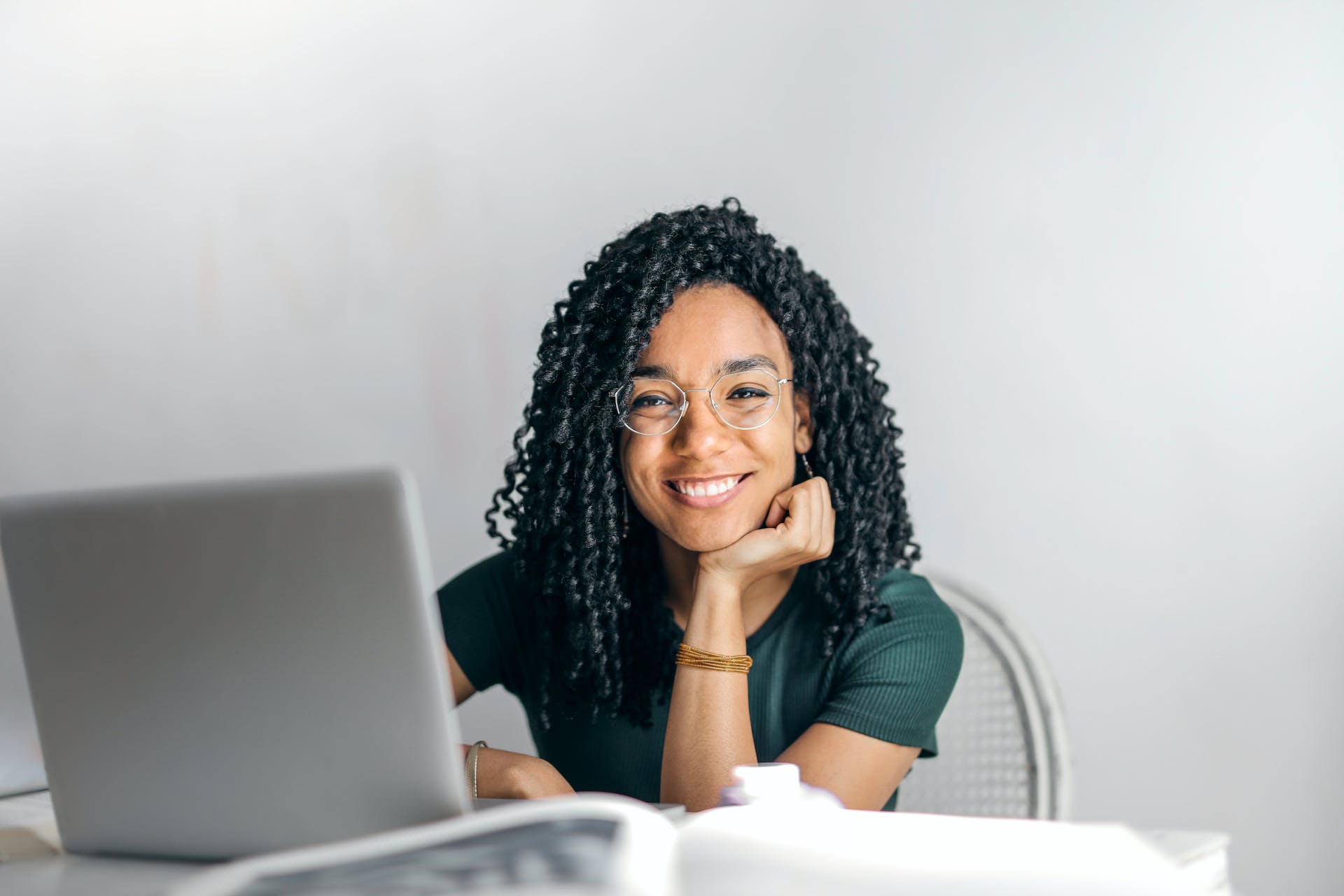 Young female student on a laptop